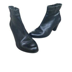 Regarde-Le-Ciel Womens Boot Sz 41 9.5 Black Leather Bootie Block Heel Ankle